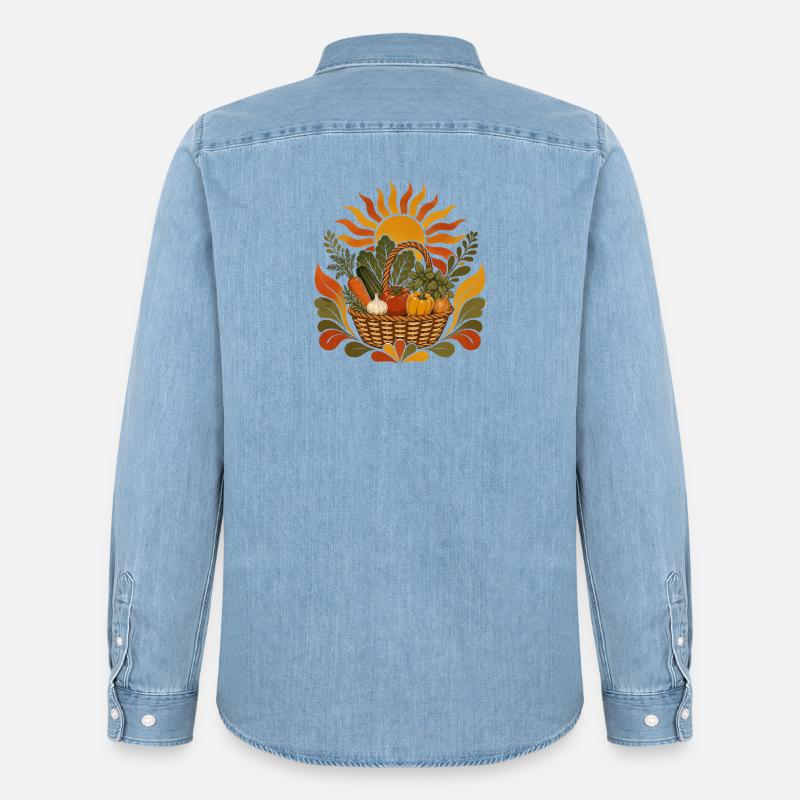 Sommerernte Korb - Männer Jeanshemd Organic von Stanley/Stella - verwaschenes Hellblau
