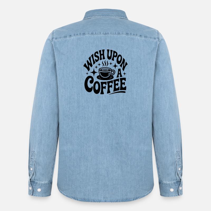 Wünsch dir Kaffeezauber - Männer Jeanshemd Organic von Stanley/Stella - verwaschenes Hellblau