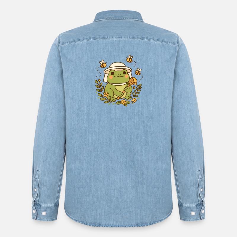 Beekeeper Frog - Männer Jeanshemd Organic von Stanley/Stella - verwaschenes Hellblau