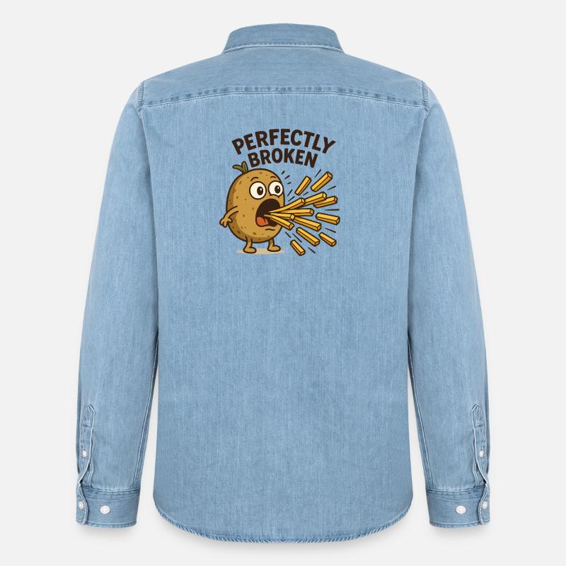 Perfekt Zerbrochen Kartoffel - Männer Jeanshemd Organic von Stanley/Stella - verwaschenes Hellblau