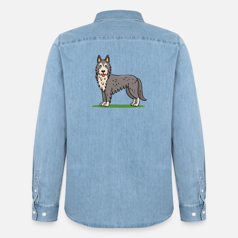 Irischer Wolfshund (Comic) - Männer Jeanshemd Organic von Stanley/Stella - verwaschenes Hellblau