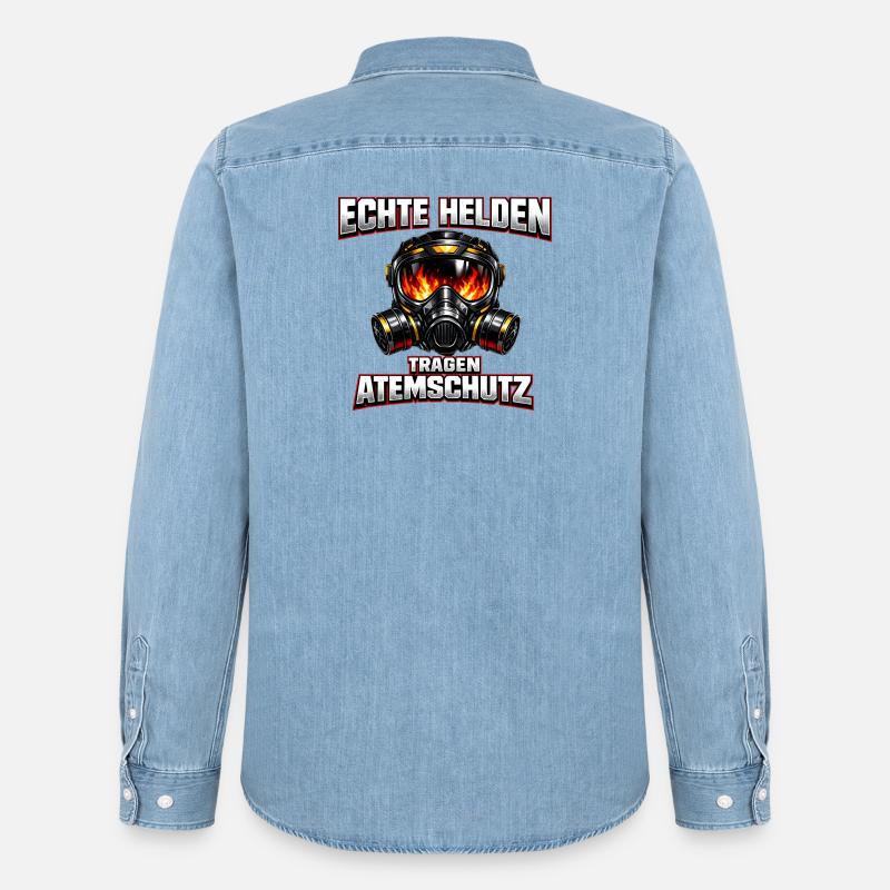 Echte Helden Tragen Atemschutz - Männer Jeanshemd Organic von Stanley/Stella - verwaschenes Hellblau