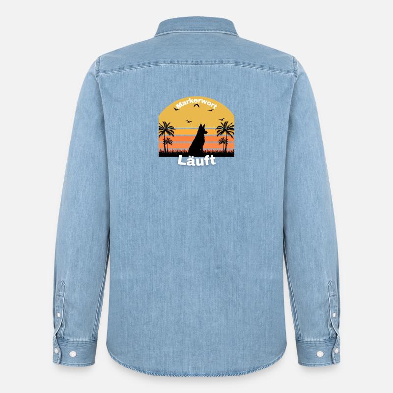 Exécution de mots de repère - Chemise en denim homme bio Stanley/Stella - bleu clair délavé