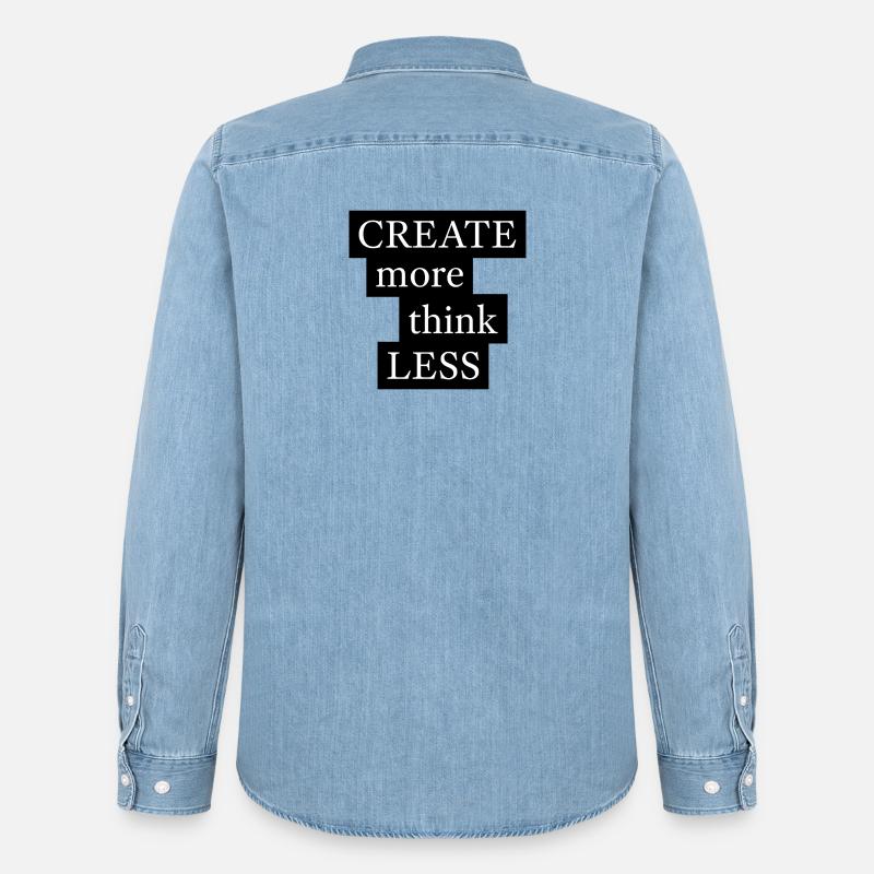 CREATE more think LESS - Männer Jeanshemd Organic von Stanley/Stella - verwaschenes Hellblau