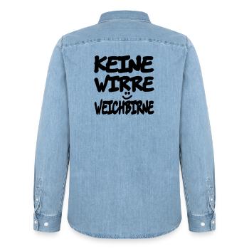 keine_wirre_weichbirne - Chemise en denim homme bio Stanley/Stella - bleu clair délavé - Dos - AI Model Male 185 light (185cm)
