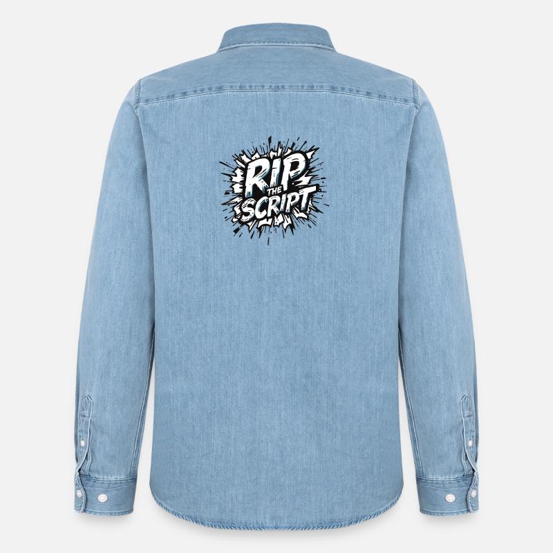 Rip the Script Burst - Männer Jeanshemd Organic von Stanley/Stella - verwaschenes Hellblau