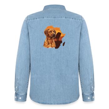 Rhodesian Ridgeback - Men’s Organic Denim Shirt by Stanley/Stella - light wash - Back - AI Model Male 185 light (185cm)