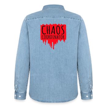Chaos Coordinator Lustig Titel Eltern Lehrer Logo - Männer Jeanshemd Organic von Stanley/Stella - verwaschenes Hellblau - Hinten - AI Model Male 185 light (185cm)