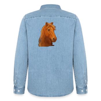 Pastel Horse - Chemise en denim homme bio Stanley/Stella - bleu clair délavé - Dos - AI Model Male 185 light (185cm)