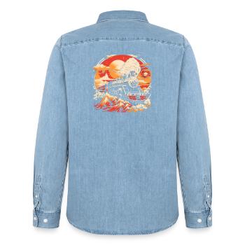 Railroad - Men’s Organic Denim Shirt by Stanley/Stella - light wash - Back - AI Model Male 185 light (185cm)