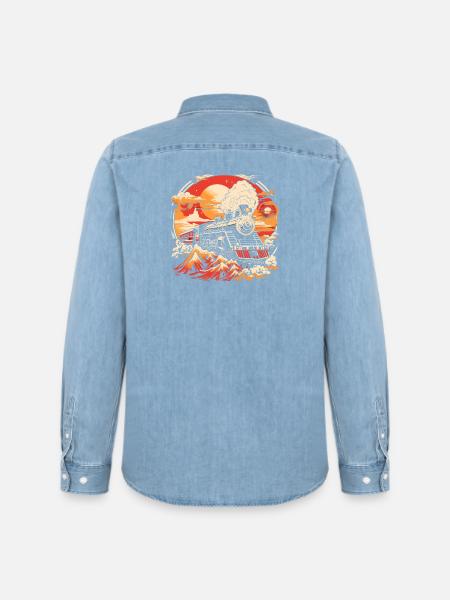 Chemin de fer - Chemise en denim homme bio Stanley/Stella - bleu clair délavé