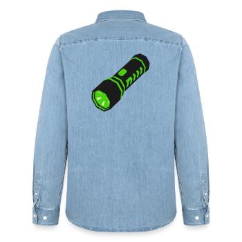 Taschenlampe Licht Icon - Männer Jeanshemd Organic von Stanley/Stella - verwaschenes Hellblau - Hinten - AI Model Male 185 light (185cm)