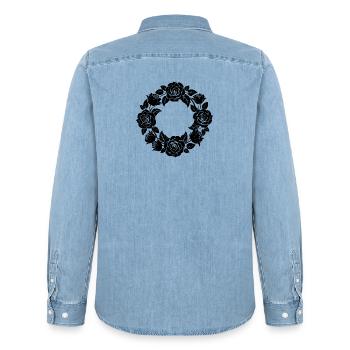 Rosenkranz - Männer Jeanshemd Organic von Stanley/Stella - verwaschenes Hellblau - Hinten - AI Model Male 185 light (185cm)
