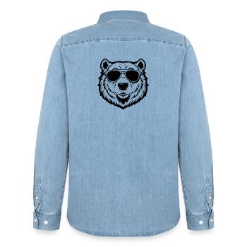 Cooler Eisbär mit Sonnenbrille - Männer Jeanshemd Organic von Stanley/Stella - verwaschenes Hellblau - Hinten - AI Model Male 185 light (185cm)