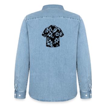 Hawaiihemd - Männer Jeanshemd Organic von Stanley/Stella - verwaschenes Hellblau - Hinten - AI Model Male 185 light (185cm)
