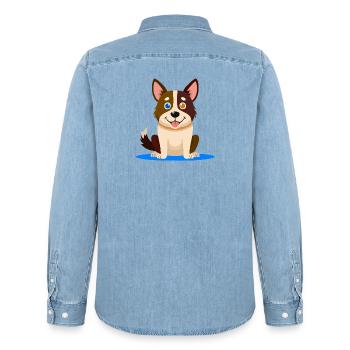 Kleiner bunter Hund (Comic) - Männer Jeanshemd Organic von Stanley/Stella - verwaschenes Hellblau - Hinten - AI Model Male 185 light (185cm)