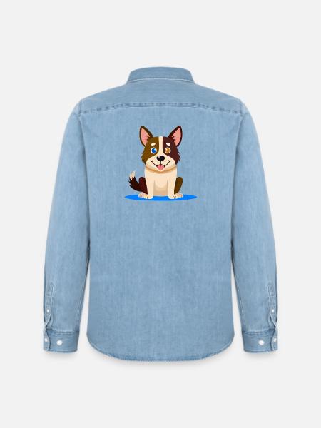 Kleiner bunter Hund (Comic) - Männer Jeanshemd Organic von Stanley/Stella - verwaschenes Hellblau
