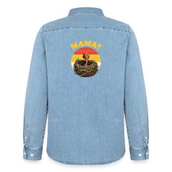 Mama Hungry Baby Bird - Männer Jeanshemd Organic von Stanley/Stella - verwaschenes Hellblau - Hinten - AI Model Male 185 light (185cm)