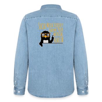 Social Media Seriously Harms Mental Health Pinguin - Männer Jeanshemd Organic von Stanley/Stella - verwaschenes Hellblau - Hinten - AI Model Male 185 light (185cm)