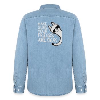 Make Sure Your Friends Are Okay Lama Sonnenbrille - Männer Jeanshemd Organic von Stanley/Stella - verwaschenes Hellblau - Hinten - AI Model Male 185 light (185cm)