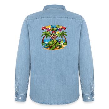 Moments ensoleillés - Chemise en denim homme bio Stanley/Stella - bleu clair délavé - Dos - AI Model Male 185 light (185cm)