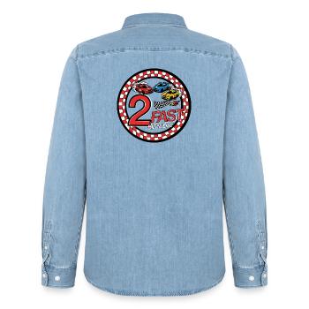 2 Voiture de course presque anniversaire - Chemise en denim homme bio Stanley/Stella - bleu clair délavé - Dos - AI Model Male 185 light (185cm)
