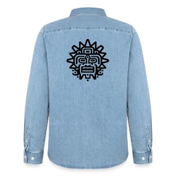 soleil aztèque - Chemise en denim homme bio Stanley/Stella - bleu clair délavé - Dos - AI Model Male 185 light (185cm)