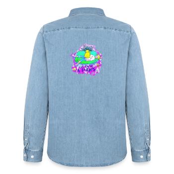 Ich nehme eine Paws: Cat backt Kekse - Männer Jeanshemd Organic von Stanley/Stella - verwaschenes Hellblau - Hinten - AI Model Male 185 light (185cm)