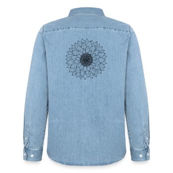 Sonnenblume Boho - Männer Jeanshemd Organic von Stanley/Stella - verwaschenes Hellblau - Hinten - AI Model Male 185 light (185cm)