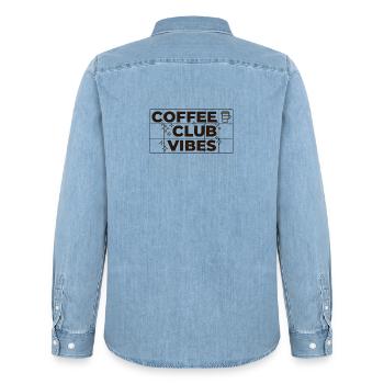 Coffee Club Vibes – Coffee Design Gift - Men’s Organic Denim Shirt by Stanley/Stella - light wash - Back - AI Model Male 185 light (185cm)