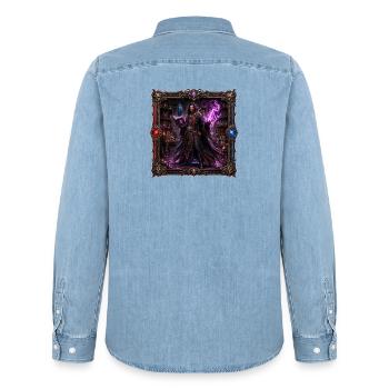 Warlock - Men’s Organic Denim Shirt by Stanley/Stella - light wash - Back - AI Model Male 185 light (185cm)