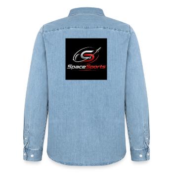 SpaceSports Rocketlogo - Männer Jeanshemd Organic von Stanley/Stella - verwaschenes Hellblau - Hinten - AI Model Male 185 light (185cm)