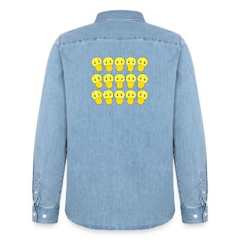Niedliche Entengesichter - Männer Jeanshemd Organic von Stanley/Stella - verwaschenes Hellblau - Hinten - AI Model Male 185 light (185cm)