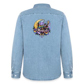 Queer and Magical - Männer Jeanshemd Organic von Stanley/Stella - verwaschenes Hellblau - Hinten - AI Model Male 185 light (185cm)