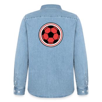 Fussball Ball Kreis Logo - Männer Jeanshemd Organic von Stanley/Stella - verwaschenes Hellblau - Hinten - AI Model Male 185 light (185cm)