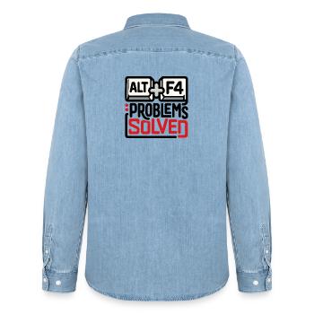 ALT+F4: Probleme gelöst – Geek & Tech Humor - Männer Jeanshemd Organic von Stanley/Stella - verwaschenes Hellblau - Hinten - AI Model Male 185 light (185cm)