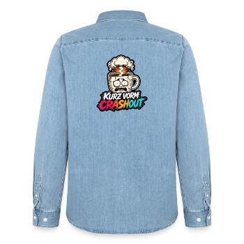 Kurz vorm Crashout Kaffee Tasse gestresst Shirt - Männer Jeanshemd Organic von Stanley/Stella - verwaschenes Hellblau - Hinten - AI Model Male 185 light (185cm)