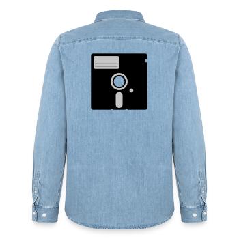 retro floppy disk - Männer Jeanshemd Organic von Stanley/Stella - verwaschenes Hellblau - Hinten - AI Model Male 185 light (185cm)