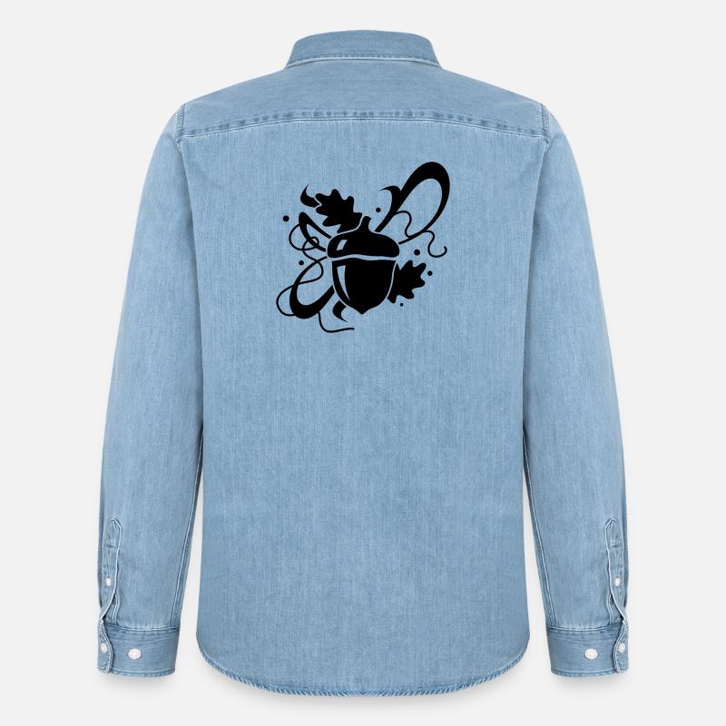 Eichel mit Eichenblätter - Männer Jeanshemd Organic von Stanley/Stella - verwaschenes Hellblau