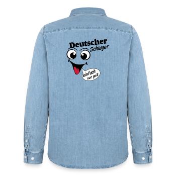 Schlager Party , Schlager Musik , einfach nur geil - Männer Jeanshemd Organic von Stanley/Stella - verwaschenes Hellblau - Hinten - AI Model Male 185 light (185cm)
