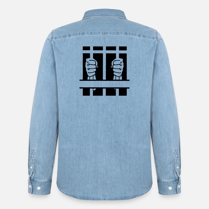 Zwei Fäuste hinter Gittern und Leerzeichen - Männer Jeanshemd Organic von Stanley/Stella - verwaschenes Hellblau