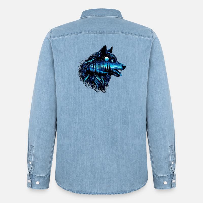 Wolf - Männer Jeanshemd Organic von Stanley/Stella - verwaschenes Hellblau