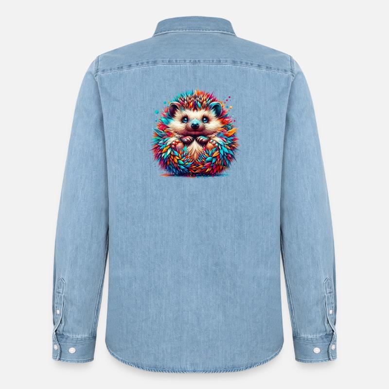 Igel - Männer Jeanshemd Organic von Stanley/Stella - verwaschenes Hellblau