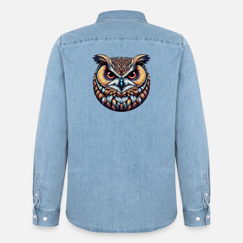 Eule - Männer Jeanshemd Organic von Stanley/Stella - verwaschenes Hellblau