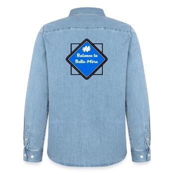 # Balance ta belle-mère - Chemise en denim homme bio Stanley/Stella - bleu clair délavé - Dos - AI Model Male 185 light (185cm)