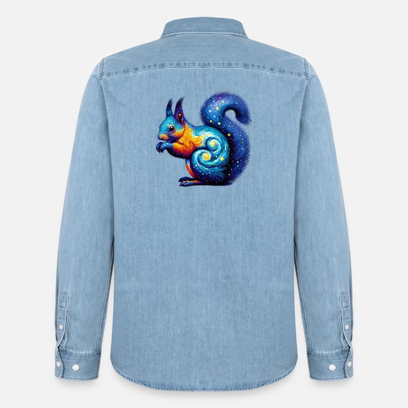 Eichhörnchen - Männer Jeanshemd Organic von Stanley/Stella - verwaschenes Hellblau