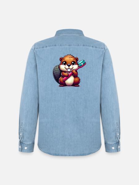 Castor - Chemise en denim homme bio Stanley/Stella - bleu clair délavé