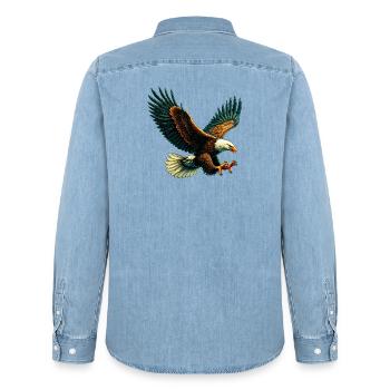 Adler - Männer Jeanshemd Organic von Stanley/Stella - verwaschenes Hellblau - Hinten - AI Model Male 185 light (185cm)