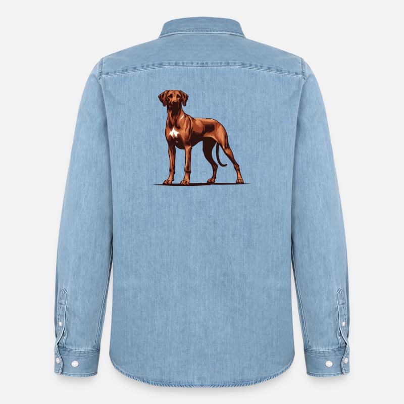 Rhodesian Ridgeback - Männer Jeanshemd Organic von Stanley/Stella - verwaschenes Hellblau