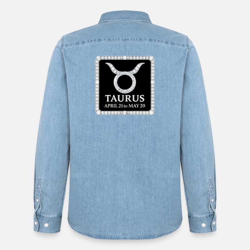 Sternzeichens Stier - Männer Jeanshemd Organic von Stanley/Stella - verwaschenes Hellblau